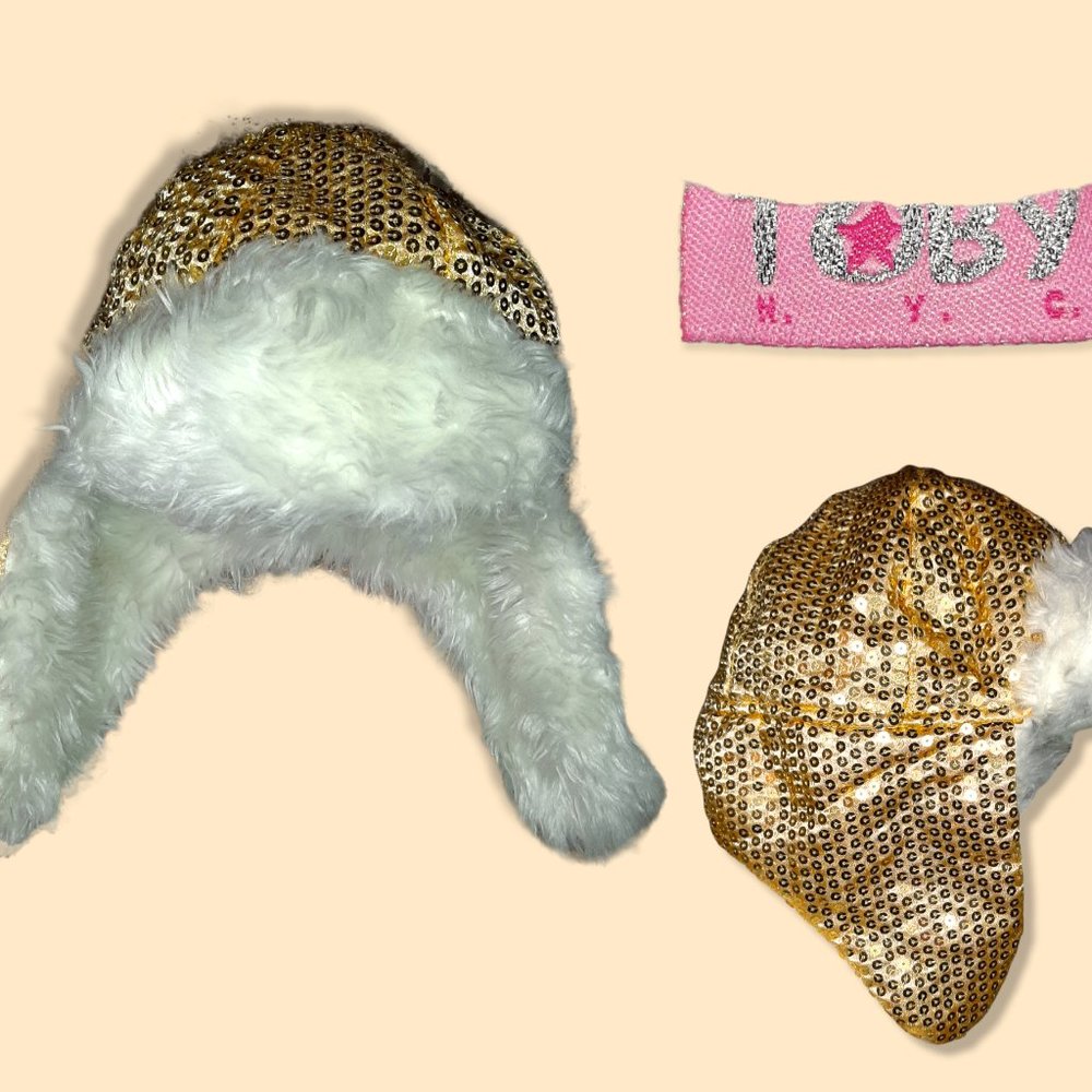 Gold Sequin Winter Hat "ushanka"